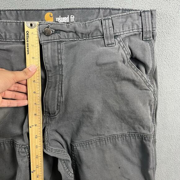 Carhartt Pants Mens 36X30 Gray Carpenter Double Knee Distressed Workwear - Picture 13 of 16